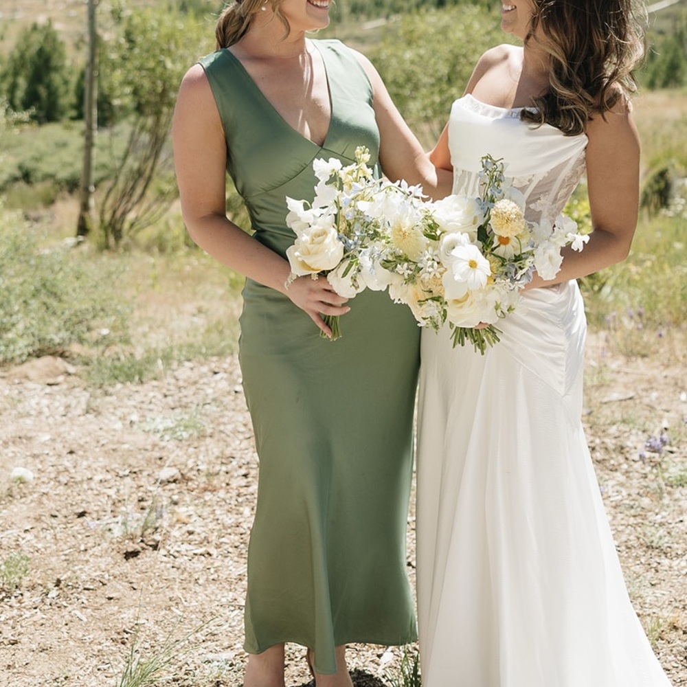Abercrombie & Fitch Lush Green Plunge Cowl Back Maxi Dress